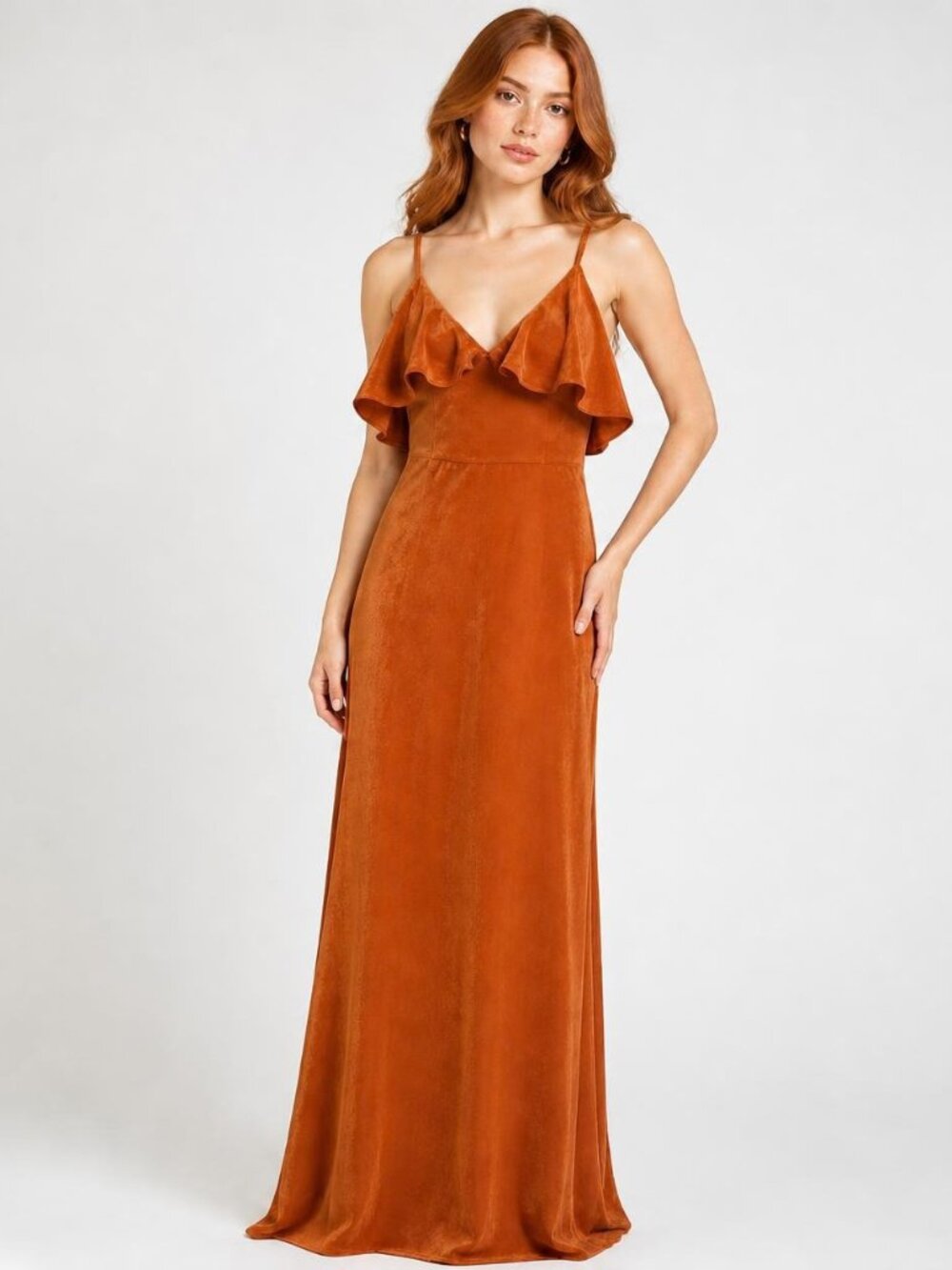 Women's Ruffle Butterfly Slip Dress - Rust Orange